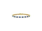 Created Sapphire and Cubic Zirconia Tennis Bracelet with 2.00 CT TGW on Yellow Gold Vermeil