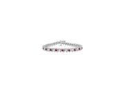 Created Ruby and Cubic Zirconia Tennis Bracelet with 1.00 CT TGW on 14K White Gold