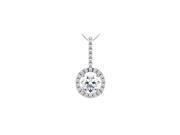 Triple AAA Quality Cubic Zirconia Halo Style Drop Pendant in 925 Sterling Silver 1.25 Carat TGW