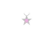 Star Pendant with Created Pink Sapphire and CZ in Rhodium Treated 925 Sterling Silver 1.00 CT TG Star Pendant with Created Pink Sapphire and CZ in Rhodium Treated 925 Sterling Silver 1.00 CT TG