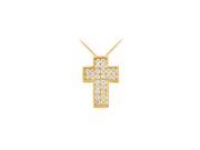 April Birthstone Cubic Zirconia Cross Pendant in 18K Yellow Gold Vermeil