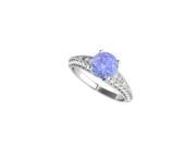 Tanzanite and CZ Engagement Ring in 14K White Gold