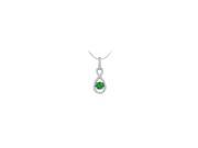 Created Emerald and Cubic Zirconia Pendant in 925 Sterling Silver 1.00 CT TGW