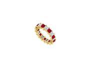 Cubic Zirconia and Created Ruby Eternity Band 14K Yellow Gold 3.00 CT TGW