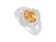 Citrine and CZ Split Shank Ring in 925 Sterling Silver