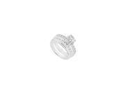 Cubic Zirconia Engagement Ring with Wedding Band Sets 14K White Gold 2 CT TGW