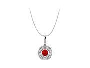 Shine in Red and White with Ruby CZ Circle Halo Pendant