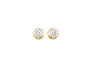 April Birthstone Cubic Zirconia Bezel Stud Earrings in 18kt Yellow Vermeil Gold 2.00 CT TGW