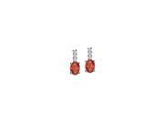 July Birthstone Oval Ruby with CZ Earrings in Sterling Silver