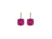 Pink Sapphire CZ Drop Style Stud Earrings Rose Gold