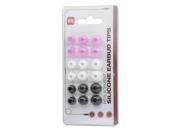 9 Pair Sm Med Lg Variety pack of Replacement Silicone Eartips for most Earbuds In Ear Earphones Black White Pink 11904