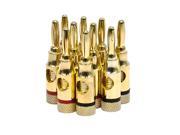 5 PAIRS OF High Quality Gold Plated Speaker Banana Plugs Open Screw Type