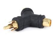 RCA Plug to 2 RCA Jack Splitter Adaptor Gold Plated Y type 7227