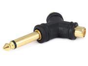 6.35mm 1 4 Inch Mono Plug to 2 RCA Jack Splitter Adaptor Gold Plated Y type 7225