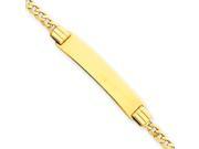14 Karat Yellow Gold Curb Link ID Bracelet With Lobster Clasp 7 Inch