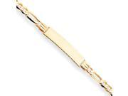 14 Karat Yellow Gold Figaro ID Bracelet With Lobster Clasp 7 Inch