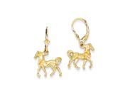 Polished 3D Horse Lever Back Earrings in 14 Karat Yellow Gold