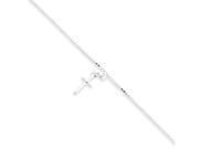 Cross Anklet in Sterling Silver 10 Inch
