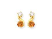 Synthetic Citrine and Cubic Zirconia Drop Earrings in 14K Yellow Gold