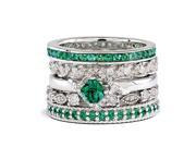 Sterling Silver Stackable Emerald Paradise Ring Set Size 10