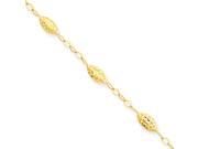 14k Gold Puff Rice Bead Anklet 10 inch