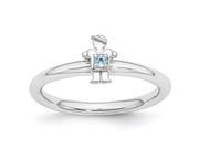 Rhodium Plated Sterling Silver Stackable Blue Topaz 7mm Boy Ring Sz 5