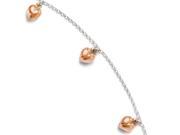 Dangling Puffed Hearts Anklet 18K Rose Gold Plated Sterling Silver