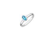 Silver Stackable Oval Blue Topaz Solitaire Ring Size 6