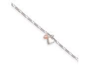 Cherry Quartz Puffed Heart Anklet in Sterling Silver 9 Inch