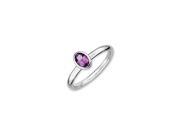 Silver Stackable Amethyst Solitaire 2.25mm Ring Size 7