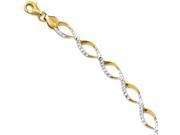 7mm Two Tone Marquise Link Bracelet in 14K Yellow Gold Rhodium 7 In