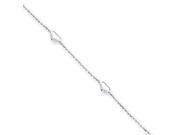 Adjustable Puffed Hearts Anklet in Sterling Silver 10 11 Inch