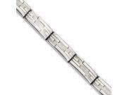 Stainless Steel Textured Link 8.25 Inch Bracelet
