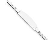 14K White Gold 9mm Figaro Link ID Bracelet With Lobster Clasp 7 Inch