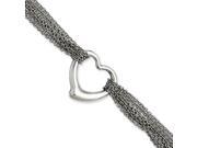 Stainless Steel Multi Strand Heart Toggle Bracelet 7.5 Inch