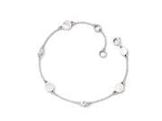 Diamond and Mother of Pearl Rhodium Plated Silver Bracelet 7 Inch
