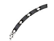Black and Stainless Cross Link Bracelet