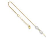 Diamond Cut Puffed Rice Beads Anklet in 14K Two Tone Gold 9 10 Inch