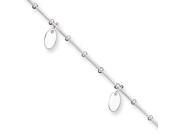 Oval Drop Anklet in Sterling Silver 10 Inch