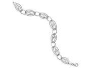Textured and Polished Oval Link Bracelet in Sterling Silver 7 Inch