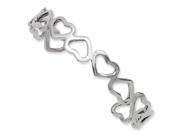 Stainless Steel Polished Hearts Cuff Bangle 7.5 Inch