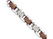 Stainless Steel Chocolate Plated Diamond Accent Bracelet 8.5 Inch