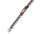 Stainless Steel and Chocolate Link and Diamond Bracelet