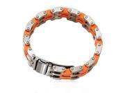 14mm Stainless Steel Orange Rubber Bracelet 8 Inch