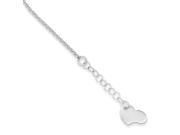 Polished Asymmetrical Heart Rolo Anklet in Sterling Silver 9 Inch