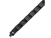12.5mm Stainless Steel Midnight Black Link Bracelet 8.75 Inch