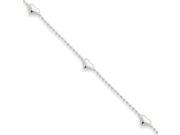 Puffed Heart Bead Link Anklet in Sterling Silver 10 Inch