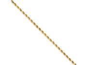 1.5mm Diamond Cut Rope Chain Anklet in 14 Karat Yellow Gold 10 Inch