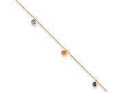 Multicolor Genuine Gemstone 14K Yellow Gold Anklet 9 Inch