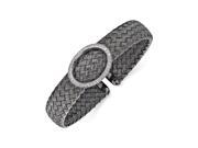 12mm Flexible Black Woven and CZ Cuff Bracelet in Sterling Silver